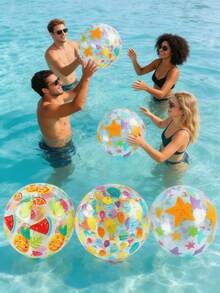 Bộ 1/3 quả bóng hơi in hình động vật và trái cây, thích hợp cho bãi biển, tiệc ngoài trời, trò chơi bãi biển, trò chơi dưới nước, chất liệu PVC, trò chơi vui nhộn ngoài trời, kiểu ngẫu nhiên. - Bóng bãi biển - Xem 1