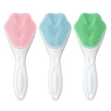 3pcs Silicone Face Scrubber Exfoliating Brush, Manual Handheld Facial Cleansing And Blackhead Scrubber, Soft Bristles Waterproof For Face Skincare (Blue, Pink,Green Randomly) - 3pcs 隨機顏色 - 查看 1