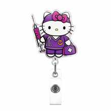 SANRIO 護士識別證捲軸組，可愛可伸縮式ID持卡器附手工吊飾，醫療卡通工作配件禮物，適用於聖誕節/生日/回醫院/學校/辦公用品，襯衫/夾克，配件，萬聖節裝扮，胸針，幽默教師禮物 - 彩色 - 查看 4