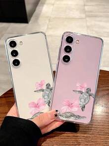 海洋主题可爱海龟花朵软壳手机壳，兼容华为荣耀、Galaxy A04e/12/A13/A14/A34/A50/A52/A53/A54/S21/S22/S23/S24/S25/S25Ultra/S25FE/S26/S26 Plus/S26 Ultra/S26 Edge、6A/7A/8A、12T/13T/15T/15T Pro - 無色 - 查看 2
