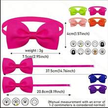10pcs Random Color Adjustable Dog Bow Tie Collar, Cat Necklace Pet Decor Bowknot, Christmas Wedding Birthday Party Gift Suitable For Small & Medium Pets - Multicolor - View 2