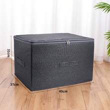 1PC Gray Foldable Storage Box With Zipper & Lid, Large-Capacity Clothes & Quilt Organizer, Home Storage & Organization, Minimalist Style, Linen-Like Fabric Material, Cube Shape, With Reinforced Handles & Dual Zippers, Dustproof & Stackable Function, For Wardrobe/Bedroom/Closet, Minimalist & Practical, For Adults/Families/Renters, Housewarming Gift - Multicolor - View 12