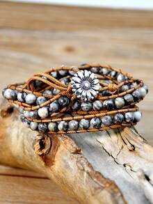 Bohemian Style Natural Agate Beaded Bracelet, Men's Healing Natural Stone Jewelry - Multicolor - View 16