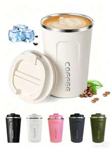 510ml Vacuum Insulated Travel Coffee Mug, Durable Double Wall Stainless Steel, Spill-Proof Lid, Reusable, Portable Minimalist Design, Keeps Coffee/Tea/Beer Hot/Cold, Christmas Gift, Premium Latte Cup, Suitable For Office, Home, Gym And Car - Multicolor - View 2