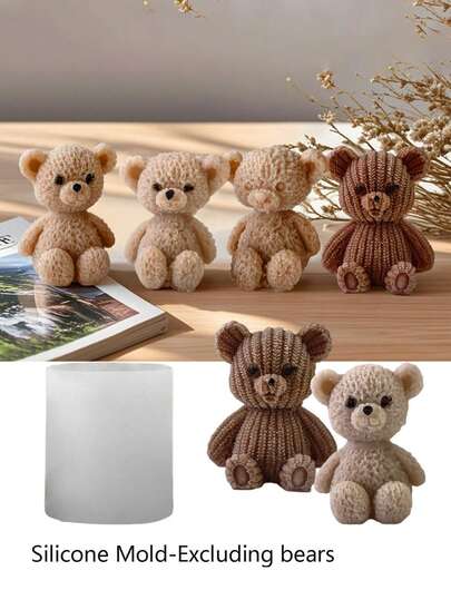 Khuôn silicon hình gấu bông, khuôn đúc nhựa hình gấu ngồi dễ thương để làm nến, khuôn nhựa epoxy tự làm cho sôcôla, xà phòng và trang trí bánh, lý tưởng cho đồ thủ công mỹ nghệ và trang trí nhà cửa, phù hợp cho những người đam mê DIY, thợ thủ công và người làm nến, hoàn hảo cho quà tặng Lễ Phục Sinh, sinh nhật và các ngày lễ, đa năng như khuôn nến, khuôn nhựa và khuôn nướng bánh.