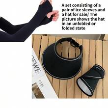 All-Weather Summer Sun Protection Set: UV-Blocking Sun Hat, Cooling Face Mask, And Ice Silk Arm Sleeves, Essential For Outdoor Travel, Hiking, And Daily Summer Use - Multicolor - View 8