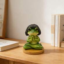 1件树脂青蛙冥想瑜伽摆件，禅意青蛙雕像，可爱动物桌面装饰，送给瑜伽爱好者和青蛙爱好者的礼物 - 打坐青蛙 - 查看 5