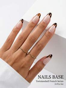 Bộ 24 móng giả Nailsbase kiểu Pháp tối giản, có thể tái sử dụng, họa tiết da báo, thích hợp cho mùa xuân và mùa hè, kèm theo 1 gel dán và 1 dũa móng, bộ dụng cụ làm móng lấp lánh, lý tưởng cho các bữa tiệc, hẹn hò, kỳ nghỉ của phụ nữ và các bạn gái. - Nhiều màu - Xem 4