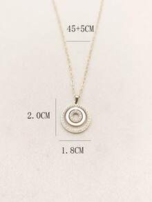 1件优雅18K镀金不锈钢几何圆形吊坠项链，男女皆宜日常佩戴，小众奢华，时尚百搭 - 金黃色 - 查看 5