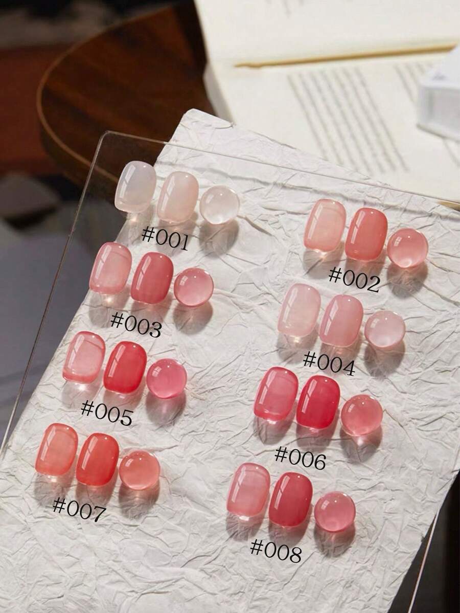 12毫升容量，2026季节限定凝胶指甲油，半透明樱桃裸粉色果冻玉色腮红。适用于美甲沙龙和美容护理，需搭配底油和亮油使用，需使用UV灯固化，持久耐用。 - 彩色 - 查看 1