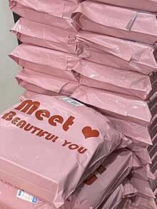 10pcs/Set High Appearance Ins Style Gift Bag Thickened Pink English Printing Bag Clothing Packaging Bag - Packaging Bags - View 1