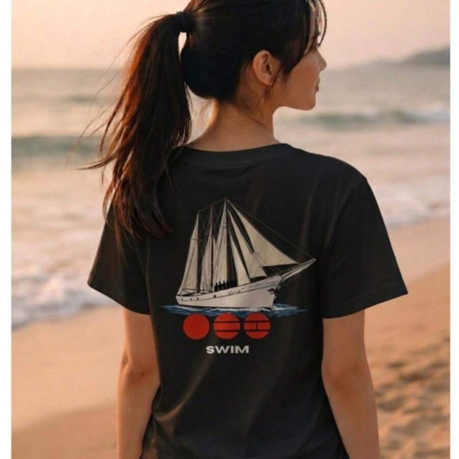 Swim Tour T-Shirt For Men And Women, Kpop 2026 Show Army, New Release, Comfortable Cotton - 黑色 - 查看 1
