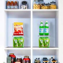 Sorbus Small Plastic Storage Bins - for Kitchen Organization Pantry Organizers and Storage Fridge Organizer Cabinet Organizer Refrigerator Organizer Bins - Clear Storage Bins 4 pack - B - Ver 8