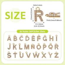 26Pcs A-Z Gold Letter Charms, Includes Full Rhinestone Letter Charms, Jewelry Making Supplies Pendants, Practical Alphabet Charm Pendants - Rhinestone Letter Pendant - View 3
