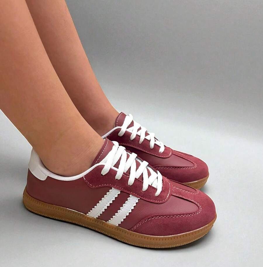 Women's Casual  Sneakers - Comfortable For Everyday Use - Burgundy - View 1