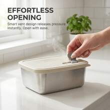 1pc 304 Stainless Steel Refrigerator Fresh-Keeping Box With Lid, Sealed Leak Proof Meat Storage Box, Reusable Fresh-Keeping Box, Microwave Allowable, Stackable, Space Saving, Suitable For Food Storage Boxes In Kitchens Restaurants - Multicolor - View 7
