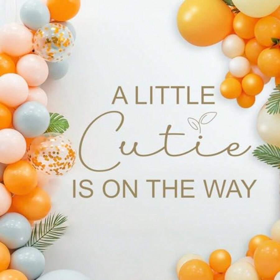 UA Little Cutie Is On The Way Baby Shower Party Decal Sign - Litter Cutie Baby Shower Decorations A Little Cutie Is On The Way Banner Cutie Birthday Party Decor1 - 棕色 - 查看 1