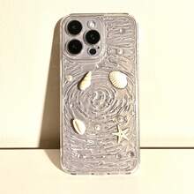 适用于 16/15/14/13/12/11 Pro/Plus/Pro Max 的 3D 可爱波纹贝壳手机壳，透明波纹海洋风格，优雅设计，保护摄像头镜头，小众 INS 艺术设计 - 無色 - 查看 4