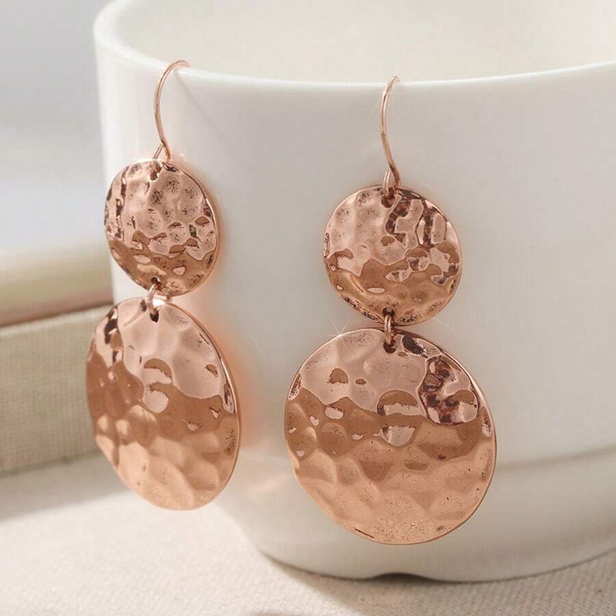 Bông tai mặt dây chuyền tròn bằng đồng kiểu cổ điển, phù hợp để đeo hàng ngày và trong các dịp lễ, món quà lý tưởng dành cho phái nữ. - màu nâu - Xem 1
