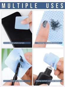 2000/1000/200 片装指甲清洁湿巾 - 专业无绒指甲油卸除棉片，UV凝胶清洁湿巾，无香型指甲准备和修整美甲艺术清洁工具（蓝色） - 藍色 - 查看 4