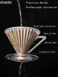 choxila 3pcs/Set Transparent Coffee Pot, Transparent Resin Dripper, 50pcs V02 Filter Paper, Reusable Pour-Over Coffee Equipment, Coffee Accessories, Suitable For Pour-Over Coffee, Gift - Transparent - View 2