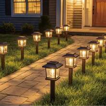 6/12 LED Solar Path Lights, Solar Tungsten Filament Lights, 1000mA Solar Footpath Lights, Solar Powered, Classic Retro Outdoor Streetlights, IP66 Waterproof, Solar Garden Lights, Solar Walkway Lights, Ideal For Courtyards, - 6件 - 查看 6