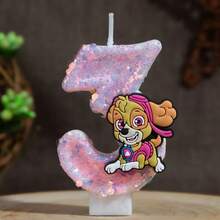 Bougies chiffres de chien de dessin animé, bougies d'anniversaire numéros 0-9 pailletées rose et violet, convient pour diverses décorations de fête et tous les groupes d'âge - Multicolore - Voir 12