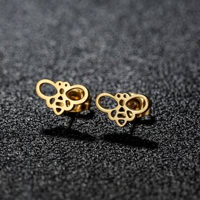 1 Đôi bông tai bằng thép không gỉ, trang sức thời trang, bông tai hình ong nhỏ dành cho nữ, phụ kiện