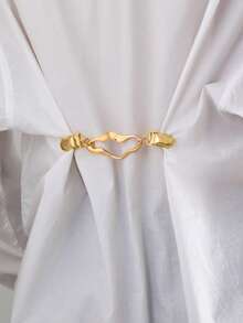 1 Pc Gold Tone Irregular Shape Metal Cinch Pin For Women - Waist Cincher For Blouse, Dress, T-Shirt - Fashion Clothing Accessory To Tighten Loose Tops - Gold - View 1