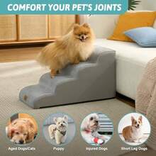 Escaleras para perros pequeños escalón curvado para mascotas con cubierta a prueba de fugas rampa de espuma de alta densidad para gatos para cama o sofá ligera duradera cómoda 15.7 x - Gris - Ver 6