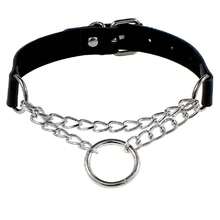 Punk Gothic Leather Round Ring Studded Choker Necklace Chains Charm Sexy Round Collar Necklaces Women Jewelry Gift - 黑色 - 查看 1