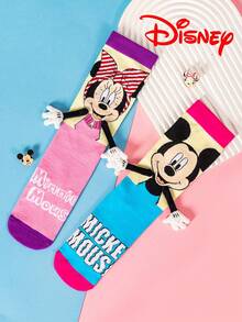 Disney 1雙可愛3D迪士尼米奇米妮兒童過膝襪，時尚兒童高筒襪派對款，高級禮品，返校季節，趣味時尚迪士尼小粉絲 - 彩色 - 查看 3