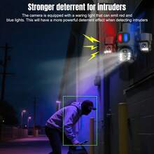 A True Three Lens Solar Powered Security Camera Equipped With Red And Blue Alarm Lights, Supporting 2.4GHz/5.8GHz WiFi, 360 ° Steering, PIR Motion Detection, Full-Color Night Vision, Two-Way Audio, IP66, And Can Be Used In Conjunction With Various - 黑色L3MSXT-BLACK - 查看 10