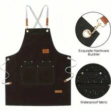 2pcs Waterproof Apron, Unisex, Multi-Layer Canvas Material, Adjustable Design, Suitable For Chefs, Baristas And Waiters - Multicolor - View 8