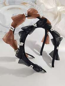 1 件优雅雪纺珍珠发箍，百搭可爱女士头饰，夏季发饰，节日佳品 - 彩色 - 查看 7