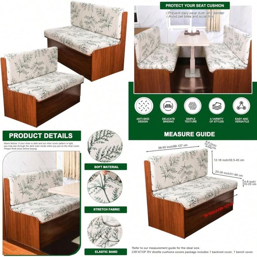CRFATOP - Juego de 2 fundas de cojín impresas para caravana fundas elásticas para asiento de caravana fundas elásticas para sofá de dos plazas protector de futón para caravana banco de coche 2 - Color B02 - Ver 1
