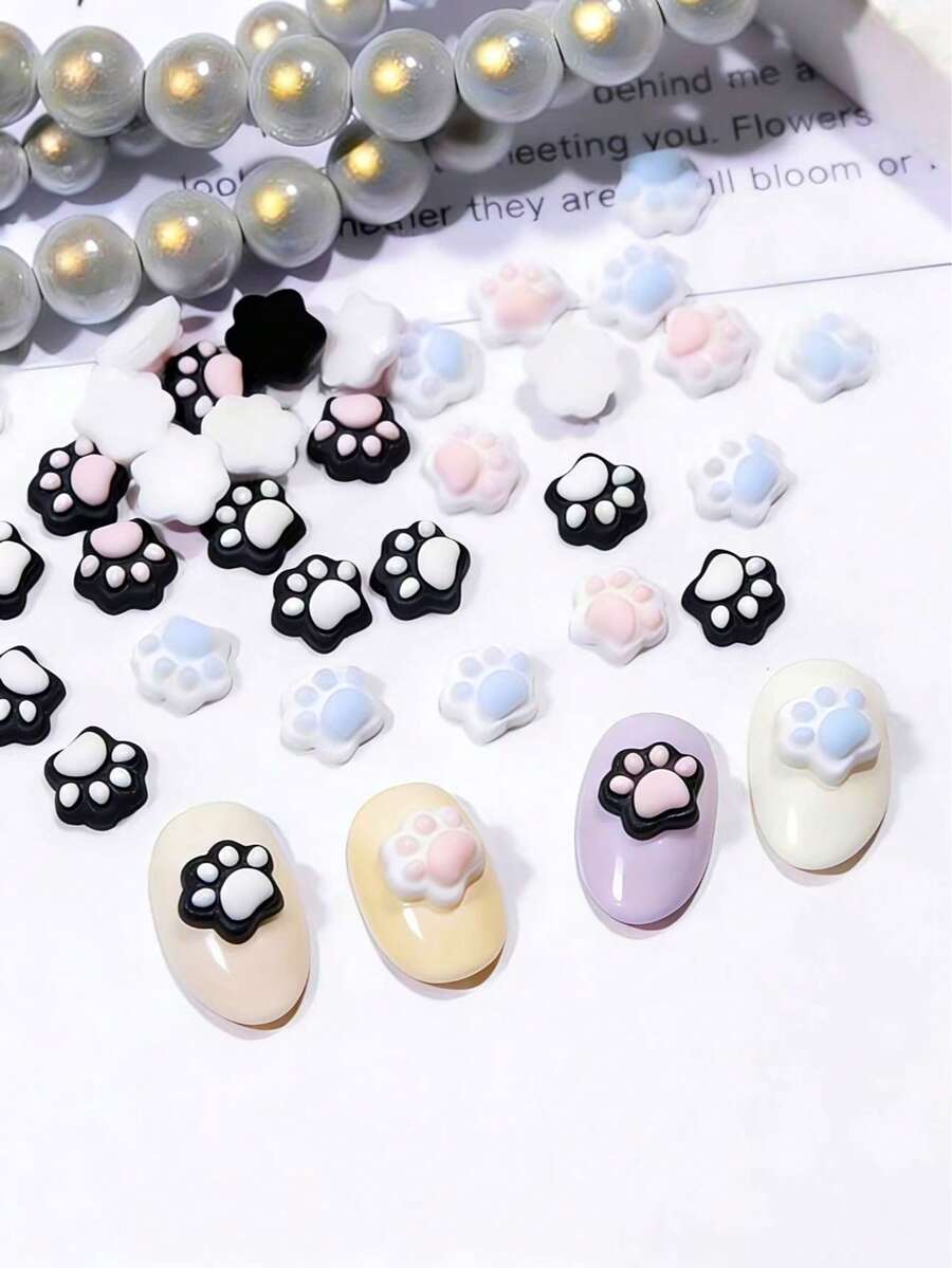 20 Phụ kiện trang trí móng tay hình mèo cào nhiều màu sắc dễ thương, trang trí nghệ thuật móng tay, đồ trang sức, thủ công, phụ kiện làm móng tự làm, đồ dùng làm móng, đá quý làm móng - Nhiều màu - Xem 1
