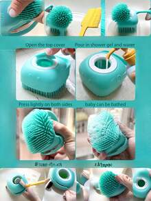 1pc 2-In-1 Pet Bathing & Massage Brush | Silicone Cat Dog Grooming Tool | Shampoo Dispenser Attached Bathing Brush - View 4