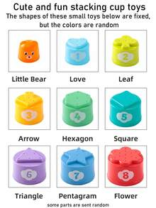 Fun Educational Stacking Cups Toy Cute Hands-On Children Stacking Cups Toy Set Layered Stacking Children Educational Color Toy Classification Stacking Training Toy Role Play Toy Parent-Child Interaction Toy Children Gift Recommendation Stacking Toy Boys Girls Birthday Gift Holiday Gift (Random Color Stacking Cups) - Multicolor - View 5