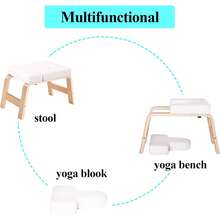Yoga Inversion Chair Stool With High-Density PU Cushion, Solid Wood Frame Anti-Slip Stable, Multifunctional For Core Training Headstand Shoulderstand Home Gym - White - View 6