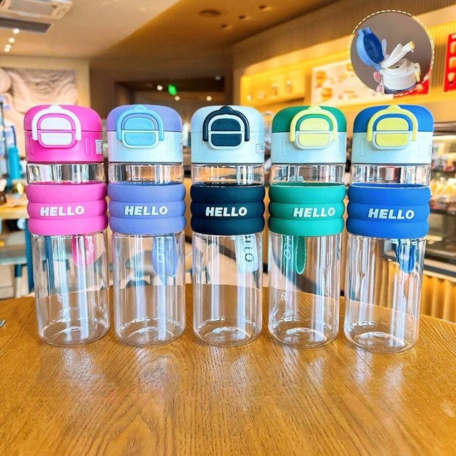 1個 650ml/21.98oz 便攜式雙模式塑膠水瓶,多色可選,適合辦公室、通勤、健身和旅行,適用於冷飲 - 彩色 - 查看 1