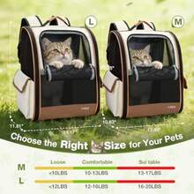 Mochila para gatos con malla transpirable para gatos pequeños y medianos perros y cachorros de hasta 16 libras mochila de transporte plegable para mascotas ventilada para viajes - Beis - Ver 4