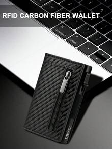 Ví đựng danh thiếp chống RFID, ví đựng thẻ tín dụng nam màu đen, ví sang trọng dạng bật mở, mỏng nhẹ, tối giản, chất liệu sợi carbon. - Nhiều màu - Xem 6