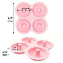 Khuôn làm bánh donut 4 ngăn dùng cho nồi chiên không dầu, khuôn nướng silicon chống dính tái sử dụng, khuôn làm bánh donut, bánh ngọt, bánh quy, bánh mì tròn, bánh muffin hoàn hảo, phụ kiện nướng cho nồi chiên không dầu và lò nướng. - Hồng - Xem 3