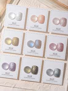 Mec 12ml Spring Summer Ac Texture Thread Gel Nail Polish, 9 Colors Sheer Jelly Gel, Milky White Pink Purple Gold Tones, 3D Ripple Water Wave Texture Effect, Glossy Glassy Finish, Soak Off UV/LED Curable Long-Lasting For Beach, Wedding & Daily Manicure - Multicolor - View 8