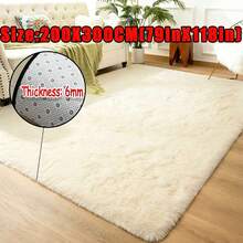 eluckya Alfombra negra esponjosa de 118 x 79 pulgadas, suave y afelpada para dormitorio infantil, alfombra de musgo afelpado para sala de estar, dormitorio, guardería, sala de juegos, bonita y acogedora manta de felpa para niños y niñas, antideslizante. - Blanco - Ver 11