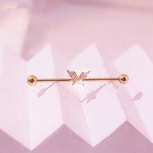 1 chiếc khuyên tai hình bướm kiểu tạ, khuyên tai sụn tai, khuyên tai xoắn ốc, cỡ 14G, dài 38mm, hai lỗ. - bông tai công nghiệp - Xem 5