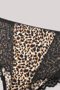 Hourtrue 1pc Lace Patchwork High Waist Women Triangle Panties ClassicAnimalPrint - Multicolor - View 6