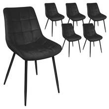 Lot de 2/4/6 Chaises de Salle à Manger, Jusqu'à 120kg, Chaise de Cuisine en Velours et Pieds en Métal, pour Salon Restaurant - Noir - Voir 11