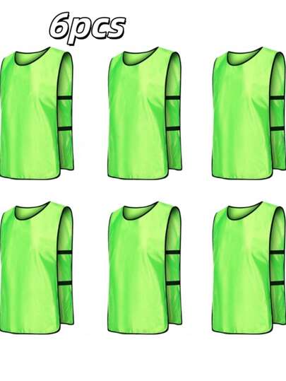 6 chalecos de entrenamiento de baloncesto y fútbol de unicolor, camisetas de partido, uniformes de equipo, ropa deportiva expandible, chalecos promocionales con números - Adecuado para niños y adultos/Chalecos de entrenamiento de fútbol/Chalecos de color de equipo